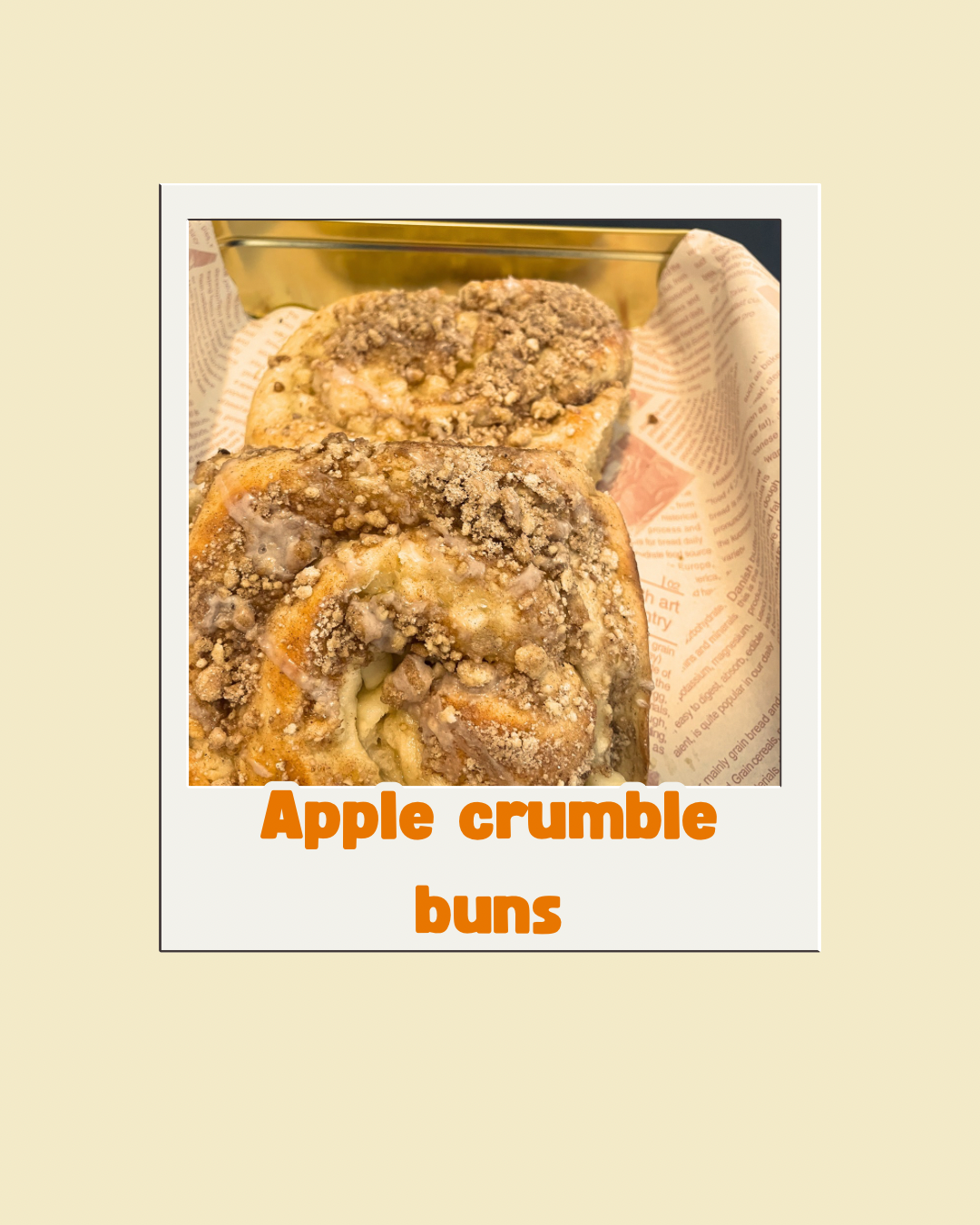 Apple crumble buns (x2) in gold tin