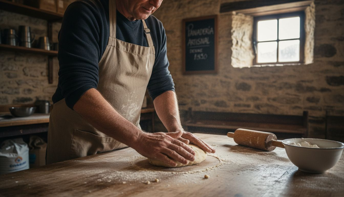 Un panadero de Cornwall trabajando la masa como se ha hecho toda la vida.